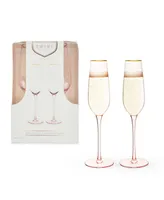 Twine Rose Crystal Champagne Flute Set