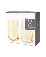 Viski Raye Faceted Crystal Champagne Flutes, Set of 2, 10 Oz