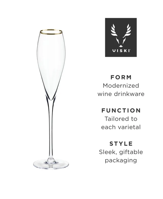 Viski Raye Crystal Champagne Flutes - 8 oz - Set of 2