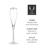 Viski Gold-Rimmed Crystal Champagne Flutes Set of 2, 8 Oz