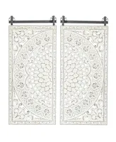 Luxen Home Set of 2 Decorative Carved Floral-Patterned Mdf Wall Panel - Off