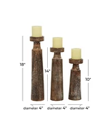 Mango Wood Natural Candle Holder, Set of 3