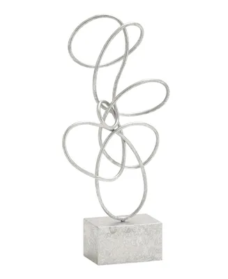 Metal Contemporary Abstract Sculpture, 22" x 10" - Silver