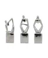 CosmoLiving by Cosmopolitan Ceramic Sculpture, Set of 3 - Silver