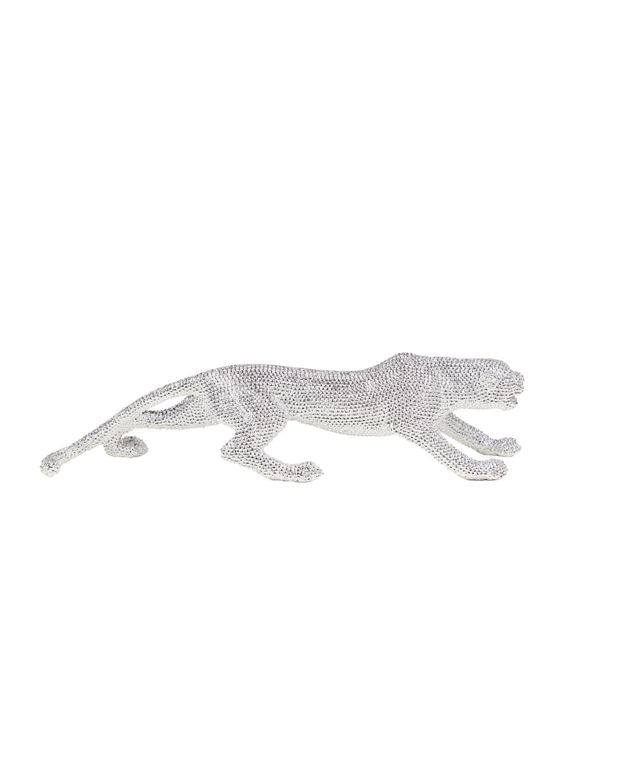 Glam Leopard Sculpture, 6" x 23" - Silver