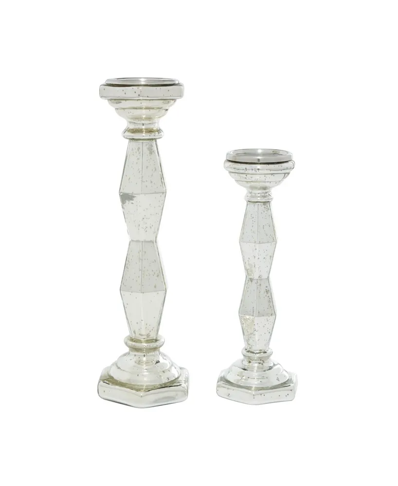 Glam Candle Holder, Set of 2 - Silver