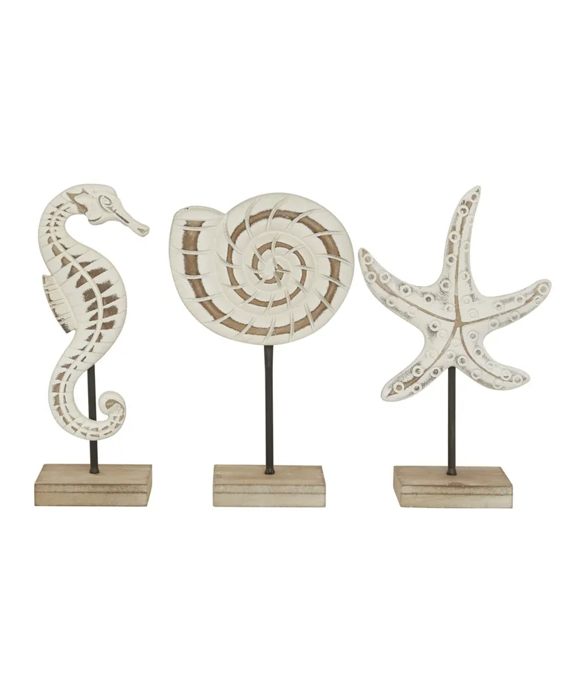 Plastic Coastal Sea Animals Sculpture, Set of 3