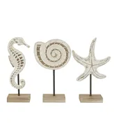 Plastic Coastal Sea Animals Sculpture, Set of 3