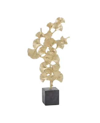 Polyresin Contemporary Gingko Leaf Sculpture, 20" x 10"