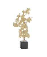 Polyresin Contemporary Gingko Leaf Sculpture, 20" x 10" - Gold