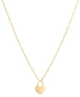 Heart Padlock Paperclip Link 18" Pendant Necklace 18k Gold-Plated Sterling Silver (Also Silver)