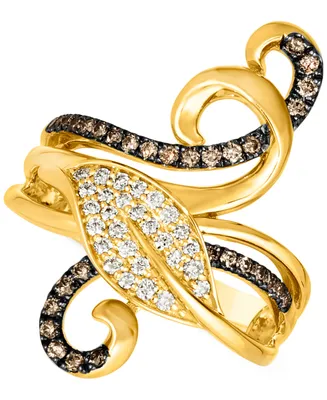 Le Vian Chocolate Diamond (1/4 ct. t.w.) & Nude Diamond (1/4 ct. t.w.) Open Swirl Statement Ring in 14k Yellow Gold