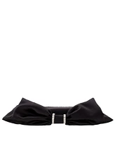 Women's Crystal Trim Satin Bow Clutch Bag