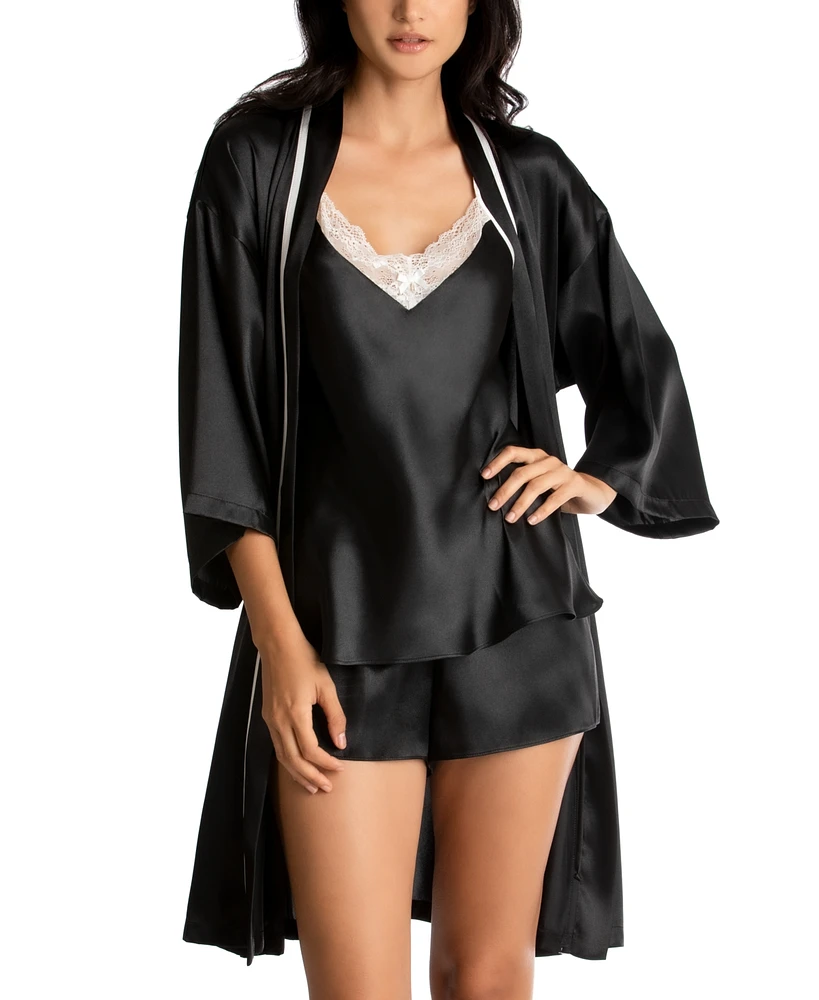 Linea Donatella Bride Satin Wrap Robe, Cami & Tap Shorts Set