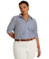 Lauren Ralph Plus-Size Striped Easy Care Cotton Shirt