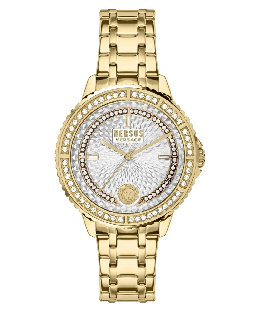 Versus Versace Womens Canton Road IP Yellow Gold 36mm Bracelet