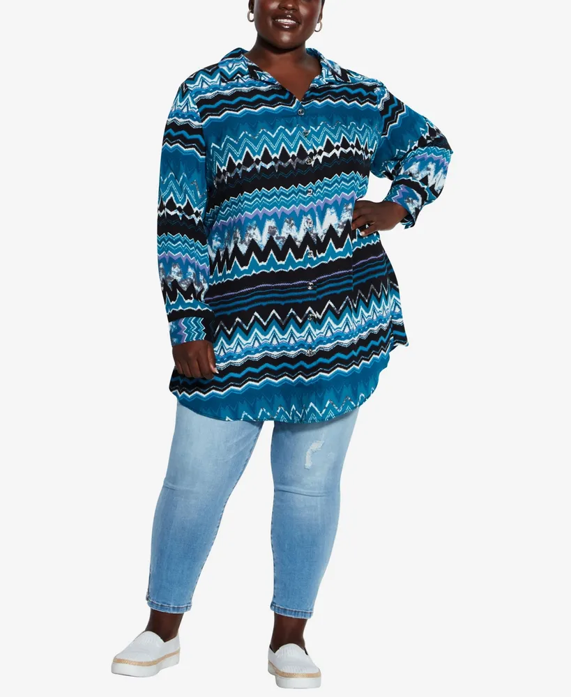 Plus Size Celeste Longline Print Shirt