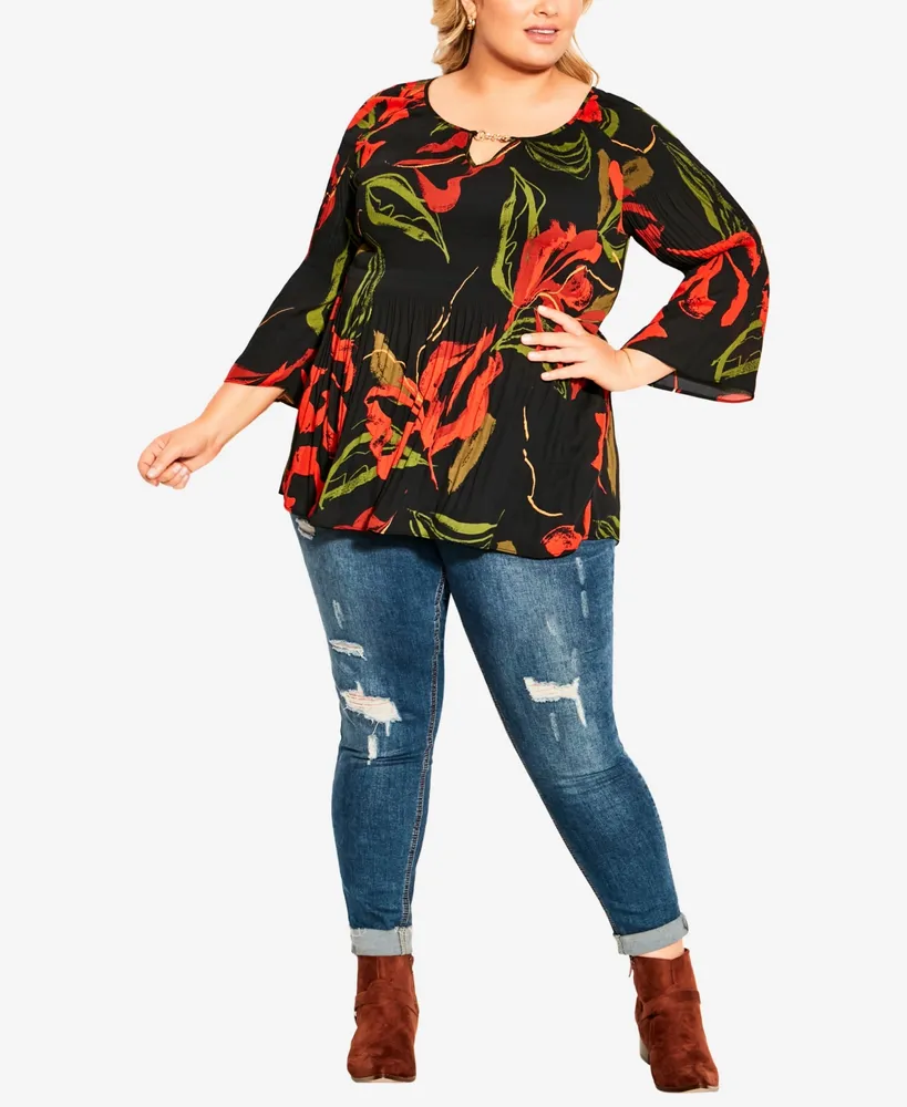 Plus Size Pleater Trim Top