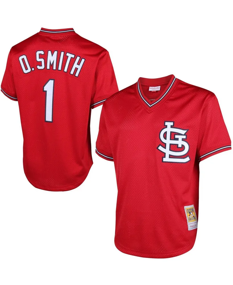 Men's Ozzie Smith Red St. Louis Cardinals Cooperstown Mesh Batting Practice Jersey