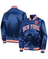 Big Boys Blue New York Knicks Hardwood Classics Satin Raglan Full-Snap Jacket