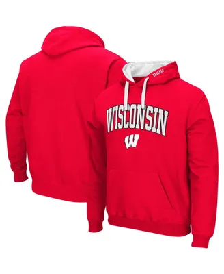 Men's Colosseum Red Wisconsin Badgers Big and Tall Arch & Logo 2.0 Pullover Hoodie