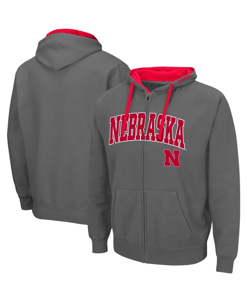 Men's Charcoal Nebraska Huskers Big and Tall Full-Zip Hoodie