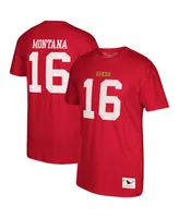 Men's Joe Montana Scarlet San Francisco 49Ers Retired Player Logo Name and Number T-shirt