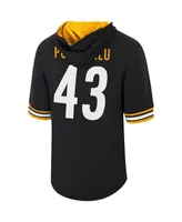 Men's Troy Polamalu Black Pittsburgh Steelers Retired Player Mesh Name and Number Hoodie T-shirt