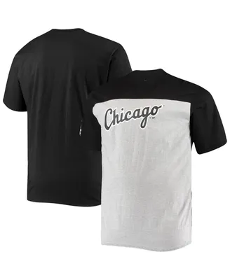 Men's Black, Heathered Gray Chicago White Sox Big and Tall Colorblock T-shirt