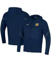 Men's Navy Notre Dame Fighting Irish 2021 Sideline Warm-Up Full-Zip Hoodie