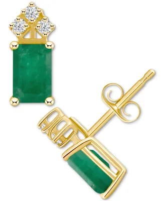 Ruby (1-3/8 ct. t.w.) & Diamond (1/8 Crown Stud Earrings 14k Gold (Also Emerald Tanzanite)