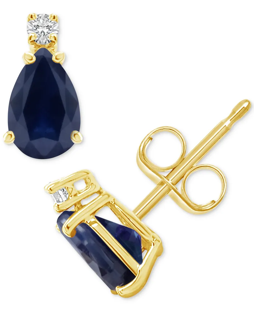 Sapphire (1 ct. t.w.) & Diamond Accent Stud Earrings 14k Gold (Also Emerald, Ruby, Tanzanite)