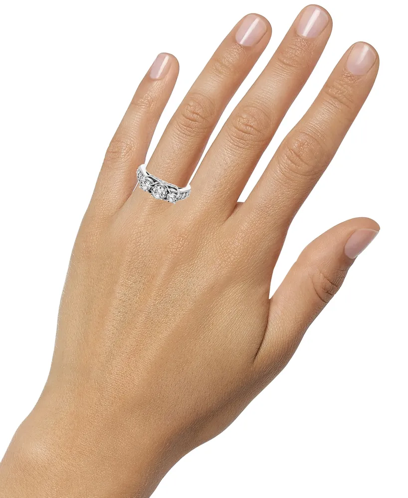 Diamond 3-Stone Ring (3 ct. t.w.) in 14k White Gold