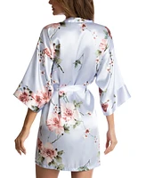 Linea Donatella Floral-Print Satin Wrap Robe