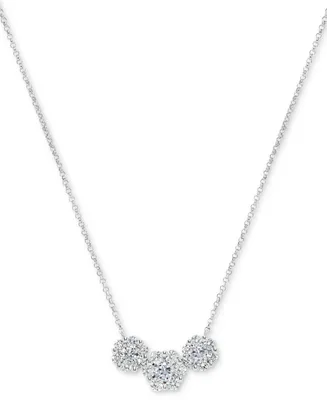 Diamond Triple Circle Cluster 18" Statement Necklace (1 ct. t.w.) 14k White Gold or Yellow