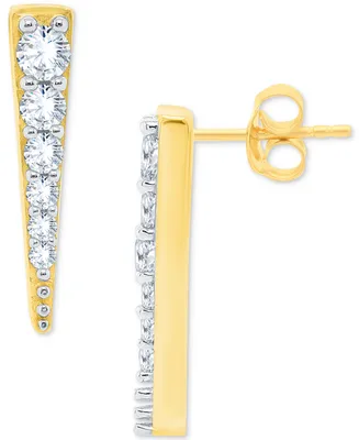 Diamond Graduated Spear Earrings (1/5 ct. t.w.) in 14k Gold-Plated Sterling Silver - Gold