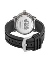 ewatchfactory Men's Disney Star Wars Mandalorian, the Vintage Inspired Alloy Black Rubber Strap Watch 44mm