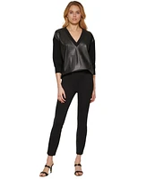 Dkny Faux-Leather Front Sweatshirt