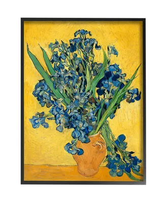 Stupell Industries Van Gogh Irises Post Impressionist Painting Black Framed Giclee Texturized Art, 16" x 20"