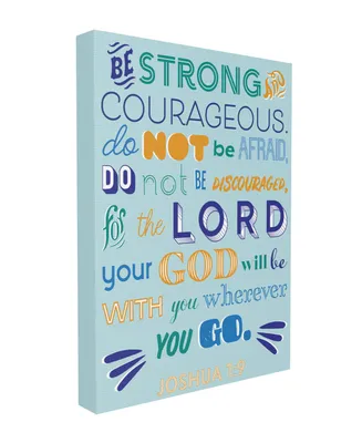 Stupell Industries Be Strong Religious Blue Orange Inspirational Word Design Stretched Canvas Wall Art, 30" x 40" - Multi