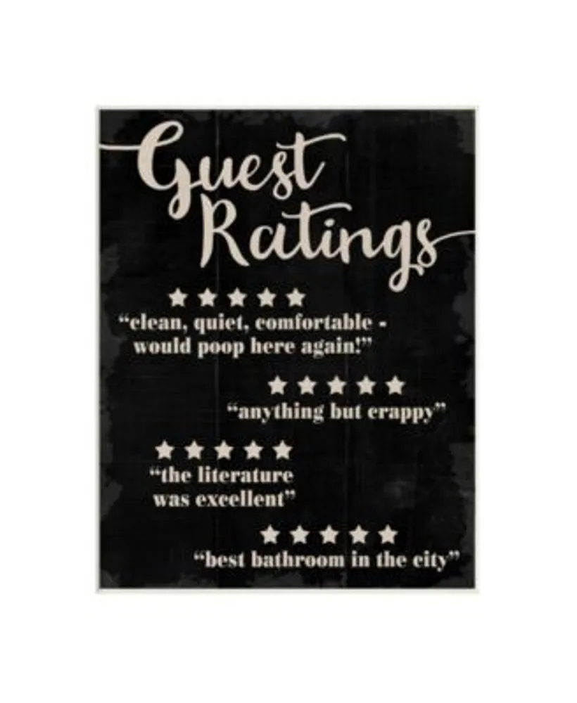 Stupell Industries Guest Rating Five Star Bathroom Black Funny Word Design Wall Plaque Art Collection By Daphne Polselli