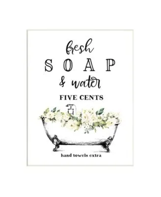Stupell Industries Fresh Soap Water Bath Tub Bathroom Design Wall Plaque Art Collection By Lettered Lined