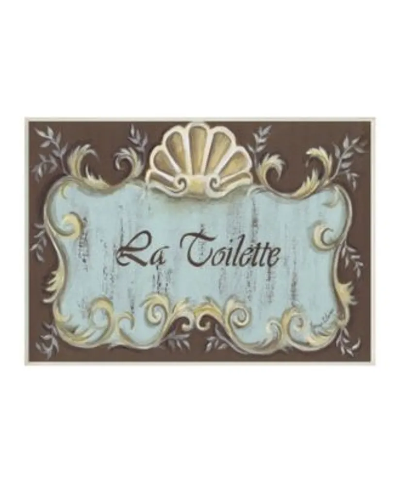 Stupell Industries La Toilette Aqua Brown Scallop Shell Crest Wall Plaque Art Collection By Bonnie Wrublesky