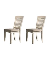 Belle Oak Slat Back Dining Chairs, Set of 2