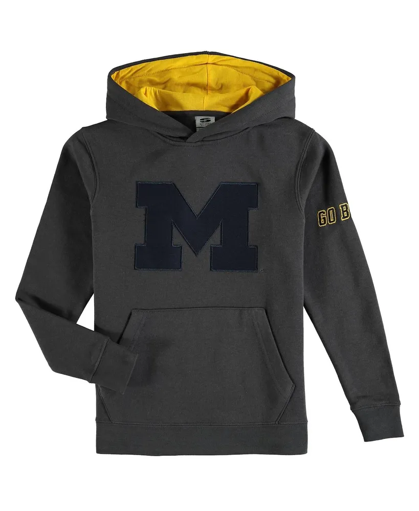 Big Boys Charcoal Michigan Wolverines Logo Pullover Hoodie