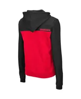 Women's Black and Red Nebraska Huskers Aidan Half-Zip Hoodie