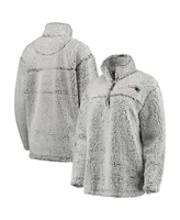 Women's Gray New England Patriots Sherpa Quarter-Zip Pullover Jacket