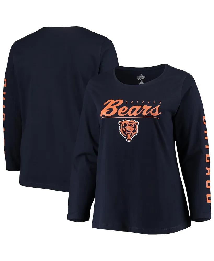 Women's Navy Chicago Bears Plus Size Team Logo Long Sleeve T-shirt