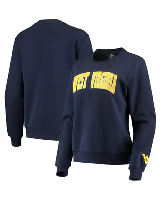 Women's Navy West Virginia Mountaineers Campanile Pullover Sweatshirt