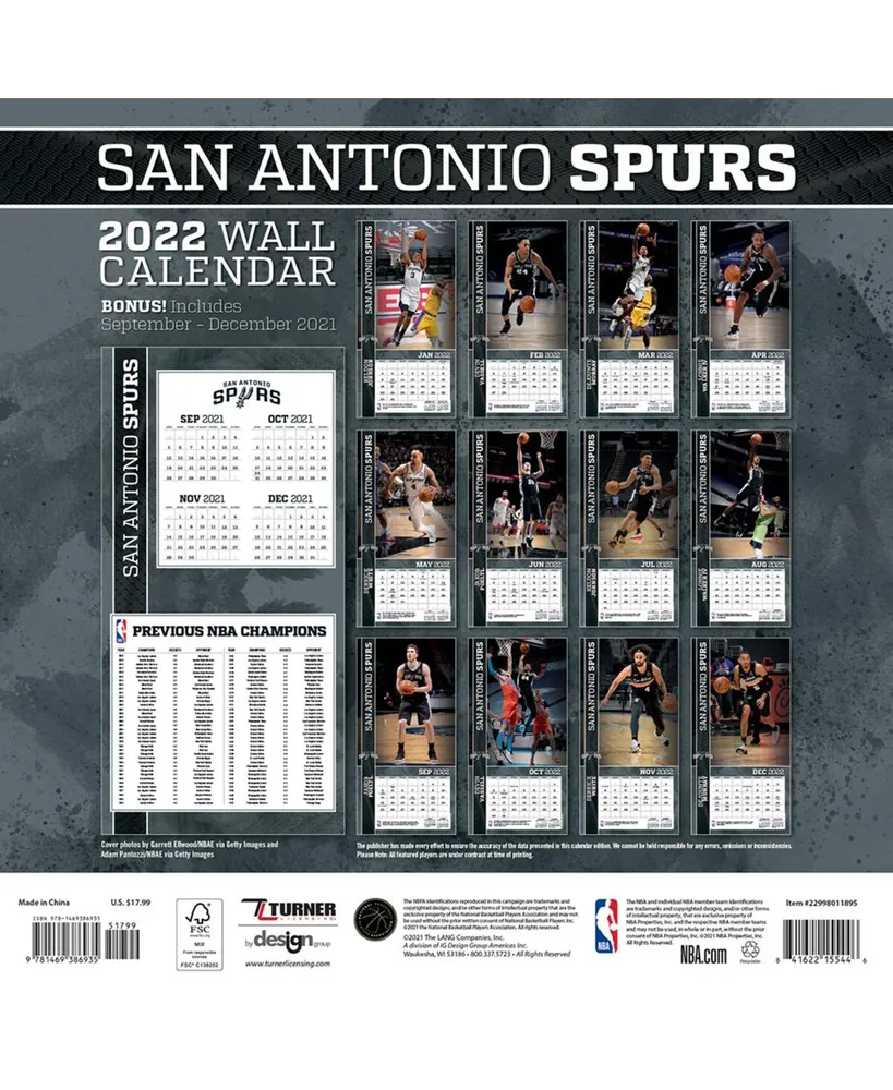 San Antonio Spurs 2022 Wall Calendar